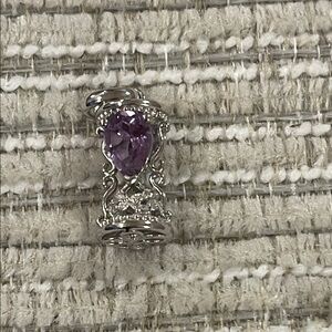 925 Sterling Silver Amethyst Hourglass Charm Pendant Vintage Style